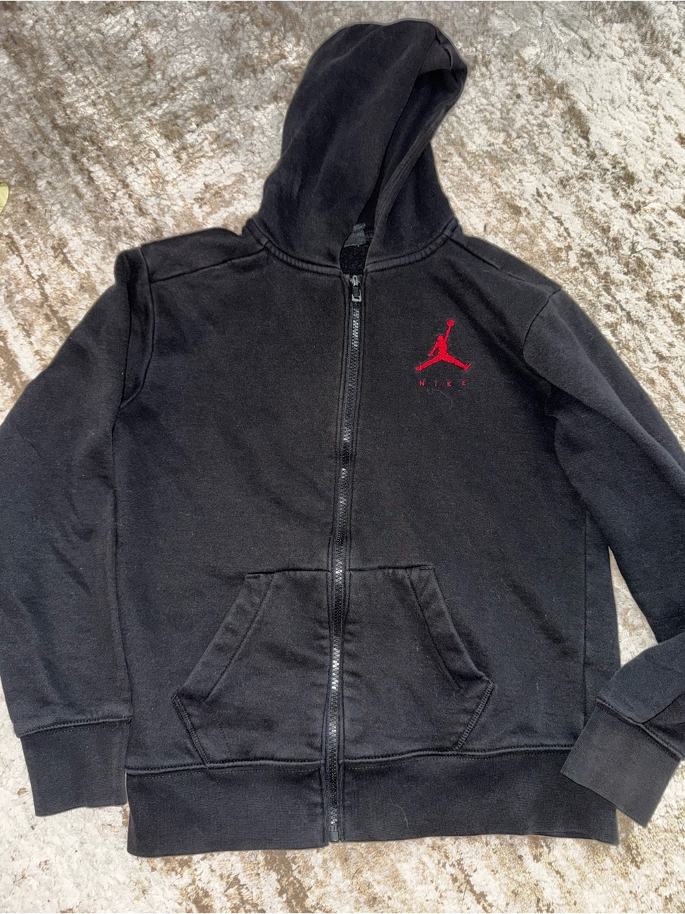 Jordan Black Zip-Up Hoodie with Red Jumpman